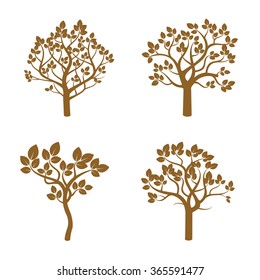 Set of Golden Trees. Vector Illustration.