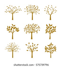 Set of Golden Trees. Vector Illustration.