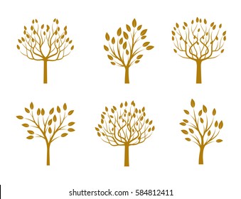 Set of Golden Trees. Vector Illustration.