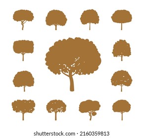Stell goldene Bäume. Vektorgrafik und Symbole.