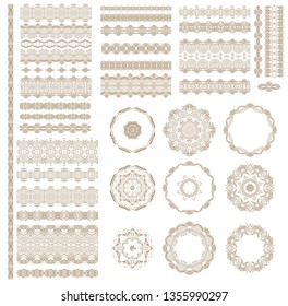Conjunto geométrico vectorial dorado
 elementos decorativos - rosette, ornamento de borde
