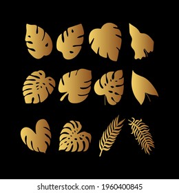 Conjunto de elementos de diseño floral vectorial dorado. Elementos de decoración para invitación, tarjetas de boda, Día de San Valentín, arte mural, tarjetas de felicitación. Dibujar a mano elementos de diseño vectorial. EPS10 vectores.