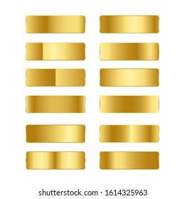 Conjunto de gradientes vectoriales dorados aislados en blanco.
