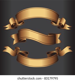 Set of golden vector isolated ribbons