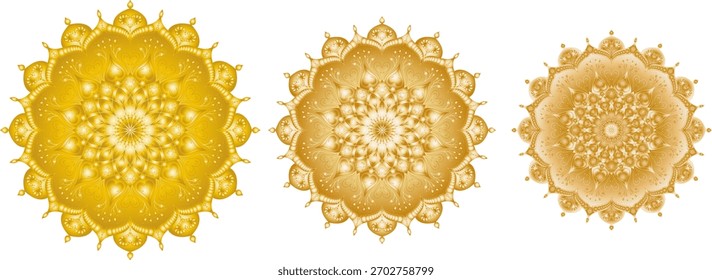 set of golden vector mandalas