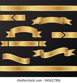 Set of golden vector ribbons or banners for your text 