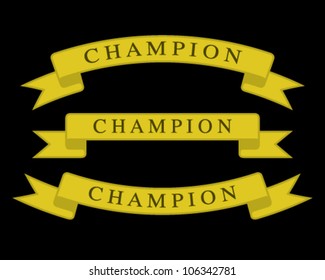 Set of golden vector ribbons Champion