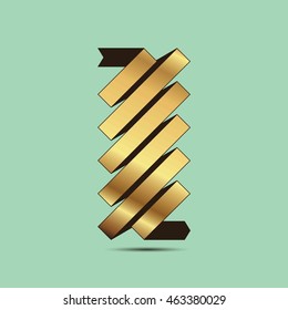 Set of golden vector ribbons for your text background green