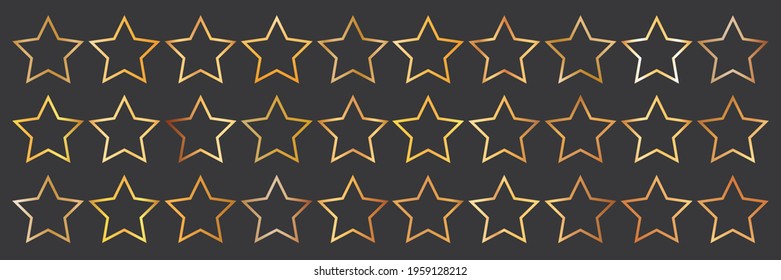 conjunto de estrellas de vector dorado para banners de calificación de productos de clientes en fondo oscuro