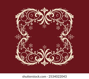 Set of golden vintage curls ornament with border, frame, christmas, ornate, dividers, suitable for vintage design or wedding invitation christmas