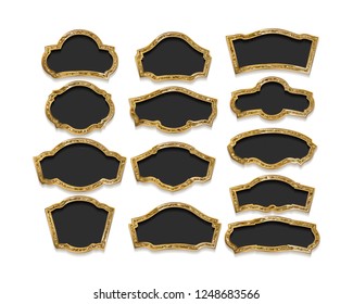 Set of golden vintage frame on white background. Vector illustration