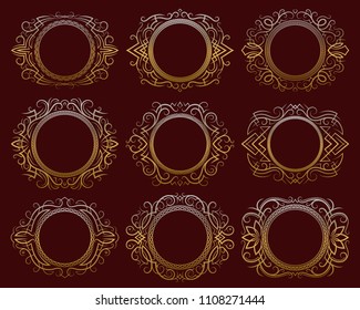 Set of golden vintage frames.