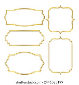 Set of Golden vintage Frames, golden traditional border set, elegant, premium and modern frames Vector