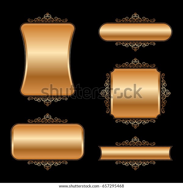 Set Golden Vintage Frames Vector Illustration Stock Vector (Royalty ...