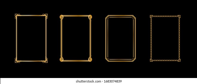 Set of golden vintage frames for your design with place for text. Gold frame for paintings or photographs. Vector illustration EPS10