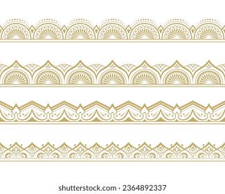 Set of Golden vintage wedding invitation card islamic page certificate border line pattern illustration frame 