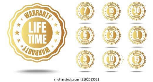 set golden warranty logo Vector golden warranty number  7  30  3  1  2  6  5  10  life time logo design  vector illustration