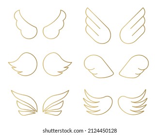set of golden wings icon- vector illustration