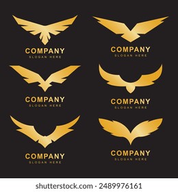 set of golden wings logo design vector graphic symbol icon sign illustration creative idea