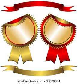Set golden-red  labels and ribbons (vector)
