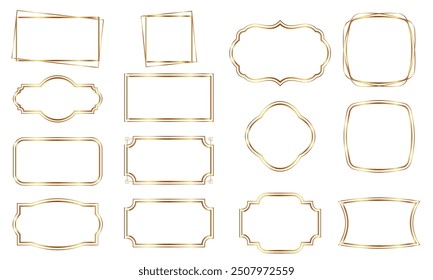 Set of gold-rimmed frames for decoration Retro art background in classic, vintage style.