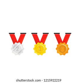 Set Of Gold,Silver And Bronze Medal Vector