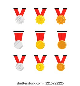 Set Of Gold,Silver And Bronze Medal Vector