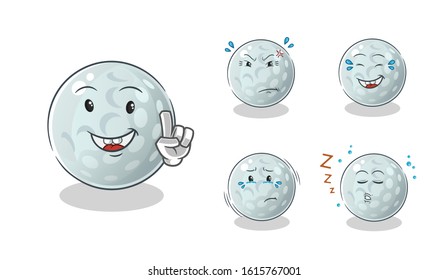 set of golf ball cartoon. emoji with 5 expressive styles. cute chibi cartoon mascot vector