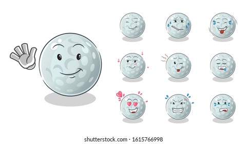 set of golf ball cartoon. with a variety of expressions, including sad, in love, angry, crying and others. cute chibi cartoon mascot vector