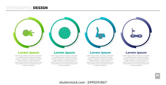 Set Golf ball, , club with and hole flag. Business infographic template. Vector