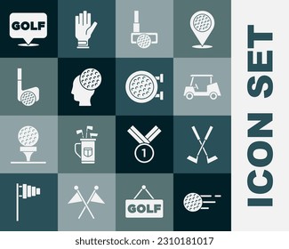 Set Golf ball, Crossed golf club, car, with, label and sport icon. Vector