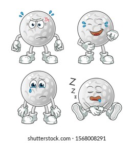 set of golf ball face cartoon mascot vector illustration