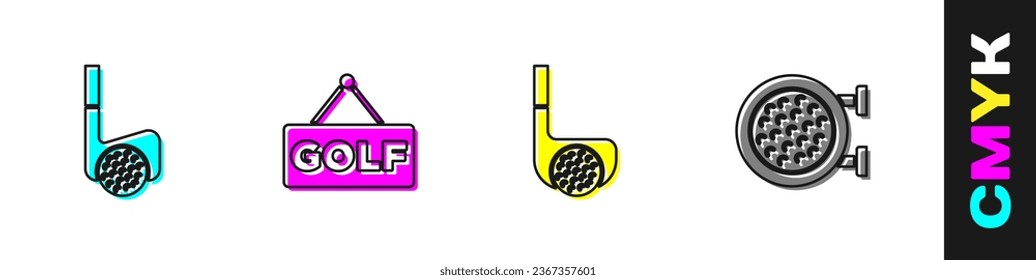 Set Golf club with ball, label,  and sport icon. Vector