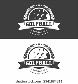 Set of golf club logo badges, volleyball design in black and white colors