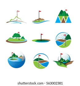 Set Of Golf Club Logo Design in Flat Style. Vector Illustration