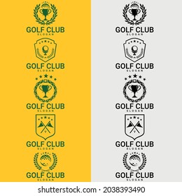 Set of golf club logos, labels and emblems. suitable for company logo, print, digital, icon, apps, and other marketing material purpose. golf logo set.