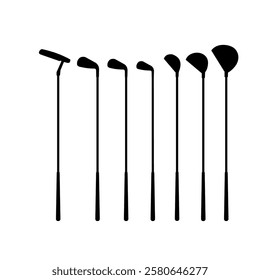 set of golf club silhouettes