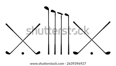 Set of golf clubs silhouettes vector
