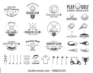 Set Of Golf Country Club Logo And Icons