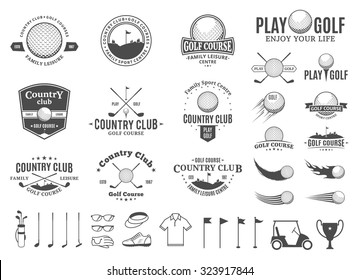 Set of golf country club logo and icons