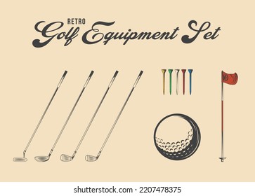 Set Golf Equipment Vector Illustration, Golf icon Collection