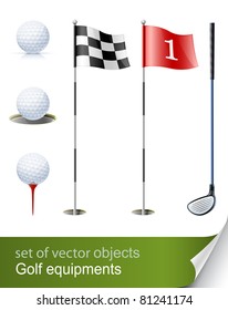 set of golf equipment vector illustration isolated on white background
