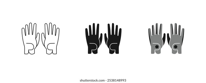 set of golf glove designs, simple outline, solid and gray. editable vector eps 10.