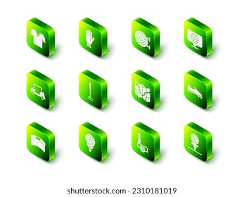 Set Golf glove, sport club, label, shoe, ball on tee, course layout, with and  icon. Vector