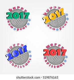set of golf and a Happy New Year 2017.  Vector illustration