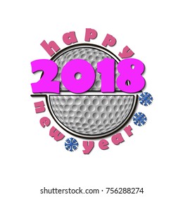 set of golf and a Happy New Year 2018.  Vector illustration