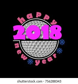 set of golf and a Happy New Year 2018.  Vector illustration