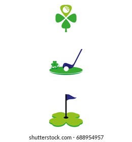 A set of golf icons with clover