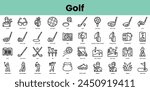 Set of golf icons. Linear style icon bundle. Vector Illustration