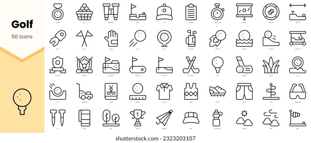 Set of golf Icons. Simple line art style icons pack. Vector illustration